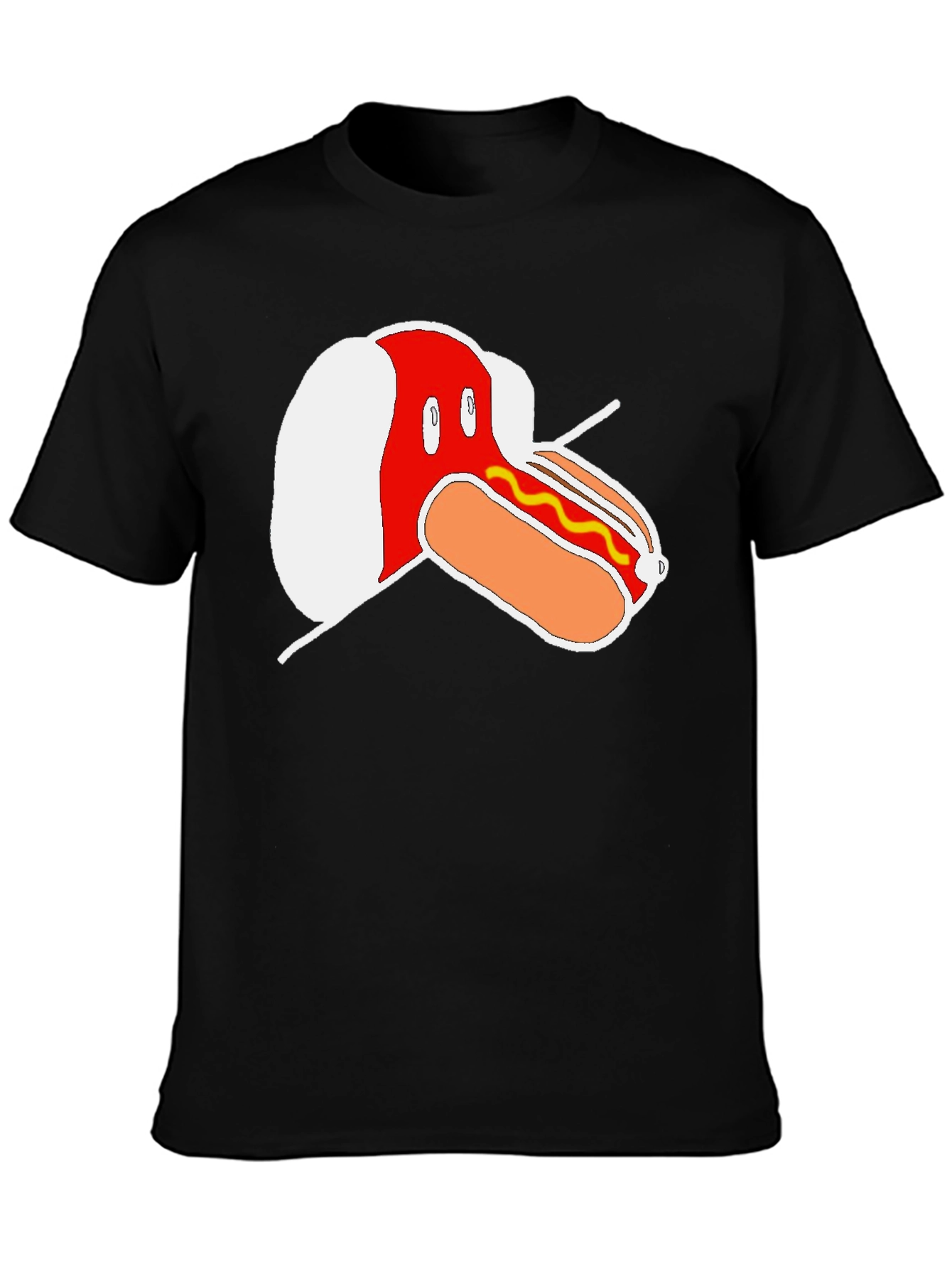 Funny Hot Dog Graphic Black T-Shirt