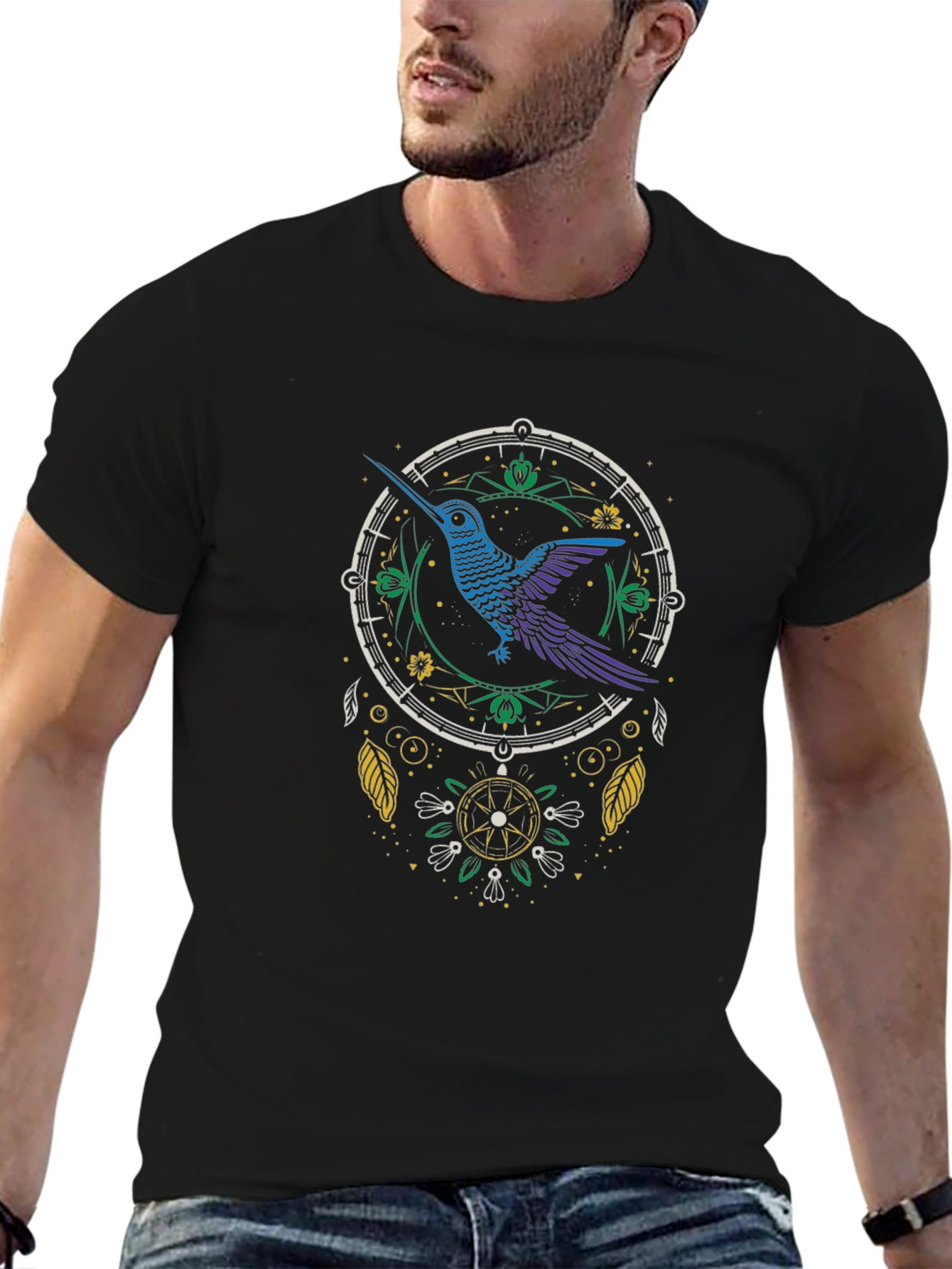 Hummingbird Dreamcatcher Black Graphic Tee