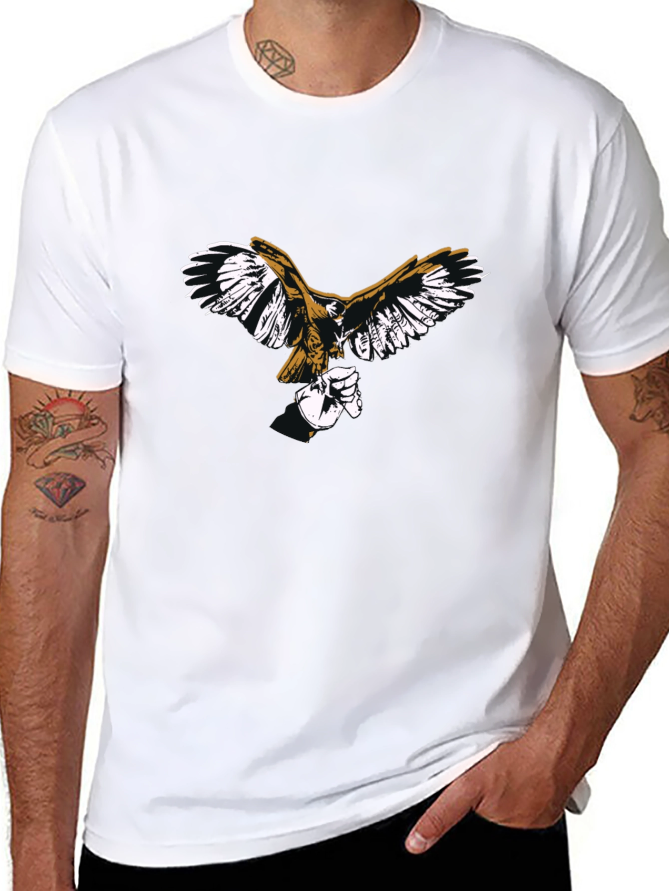 Black T-Shirt with Eagle Print