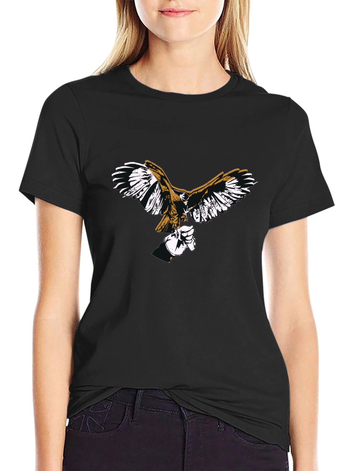 Black T-Shirt with Eagle Print