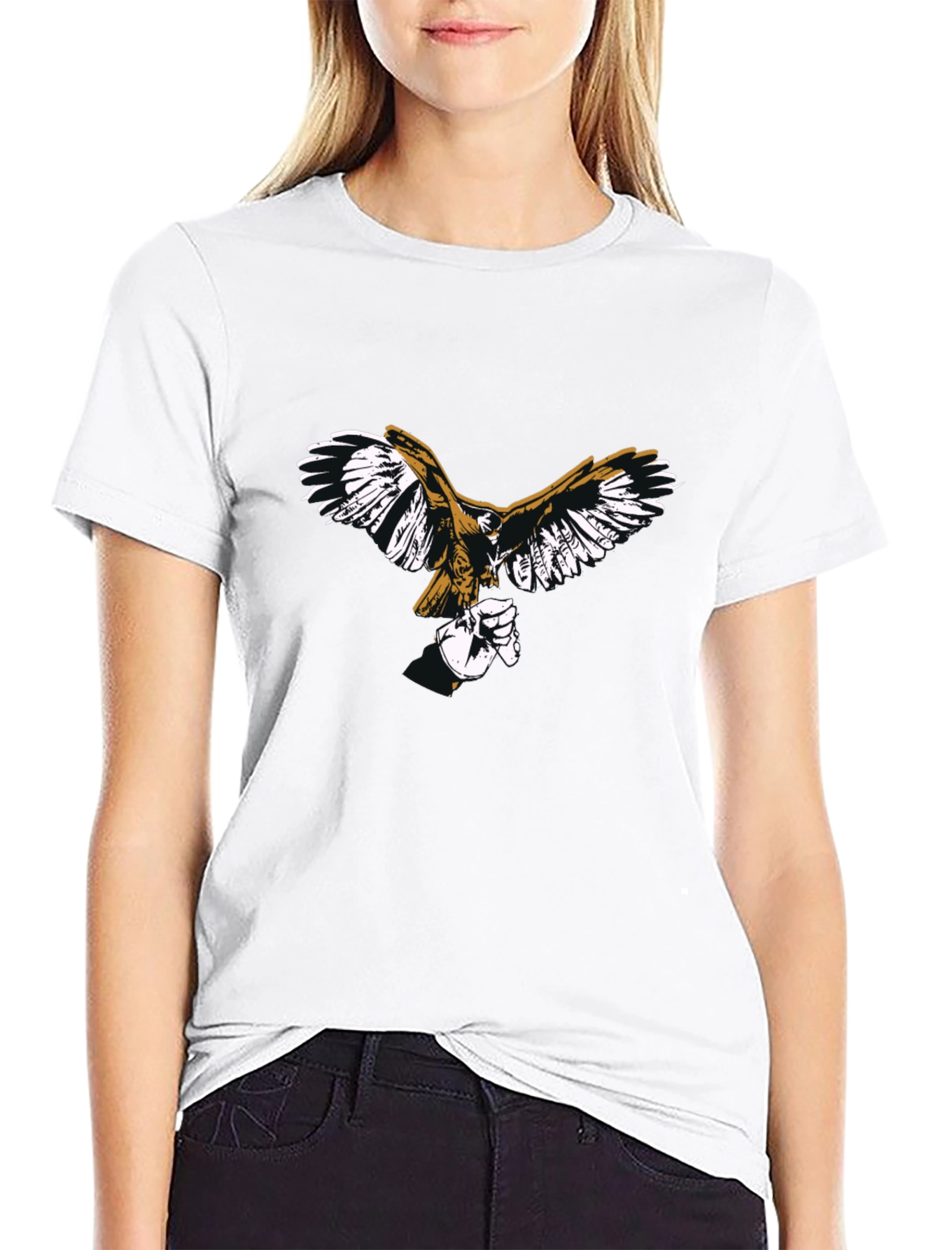 Black T-Shirt with Eagle Print