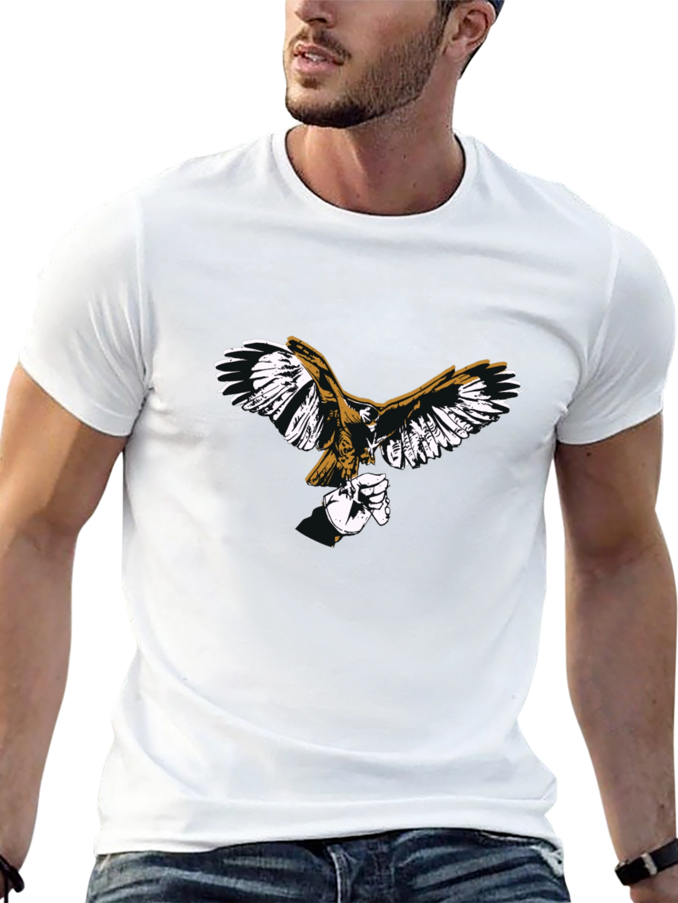 Black T-Shirt with Eagle Print