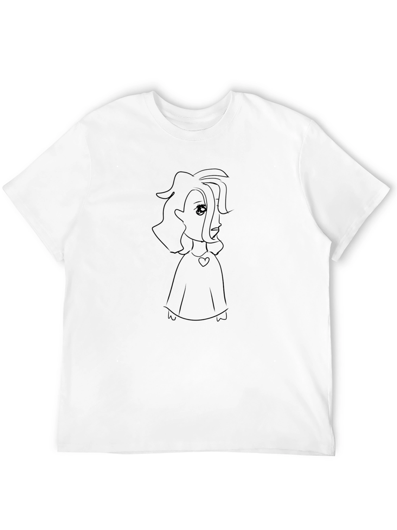 Line Art Anime Character T-Shirt