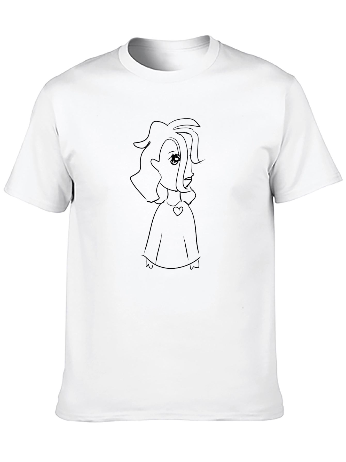 Line Art Anime Character T-Shirt