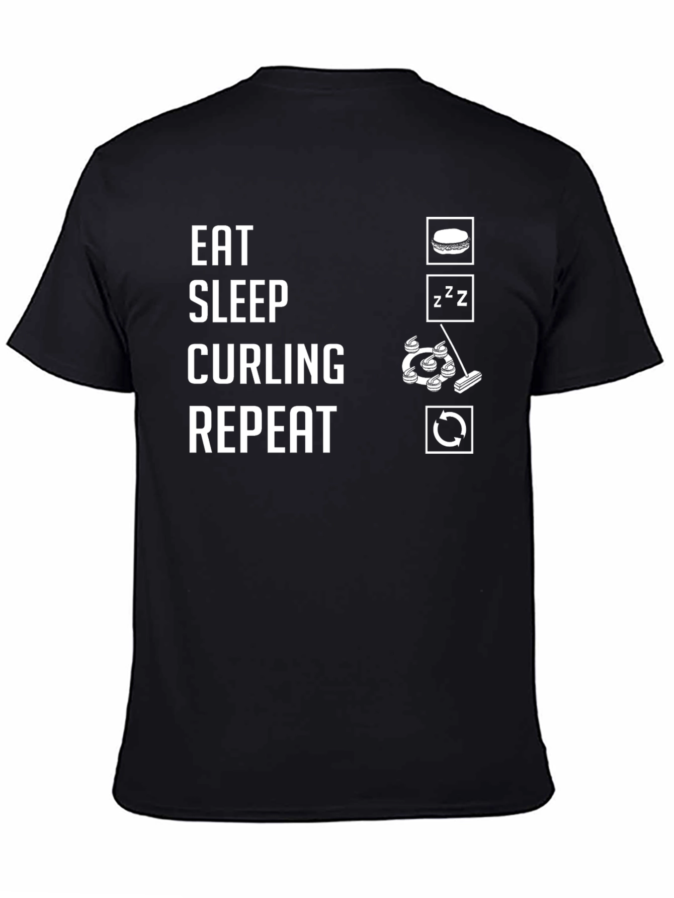 Eat Sleep Curling Repeat Black T-Shirt