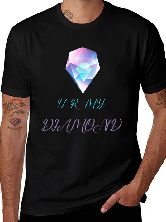 UR MY Diamond Graphic T-Shirt - Stylish Crew Neck Tee