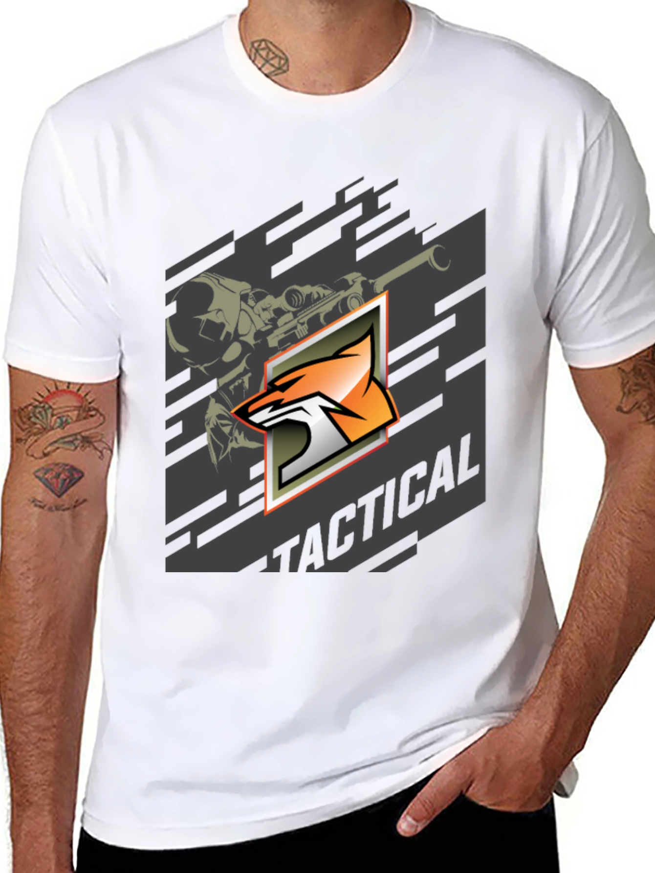 Tactical Fox Graphic Print T-Shirt