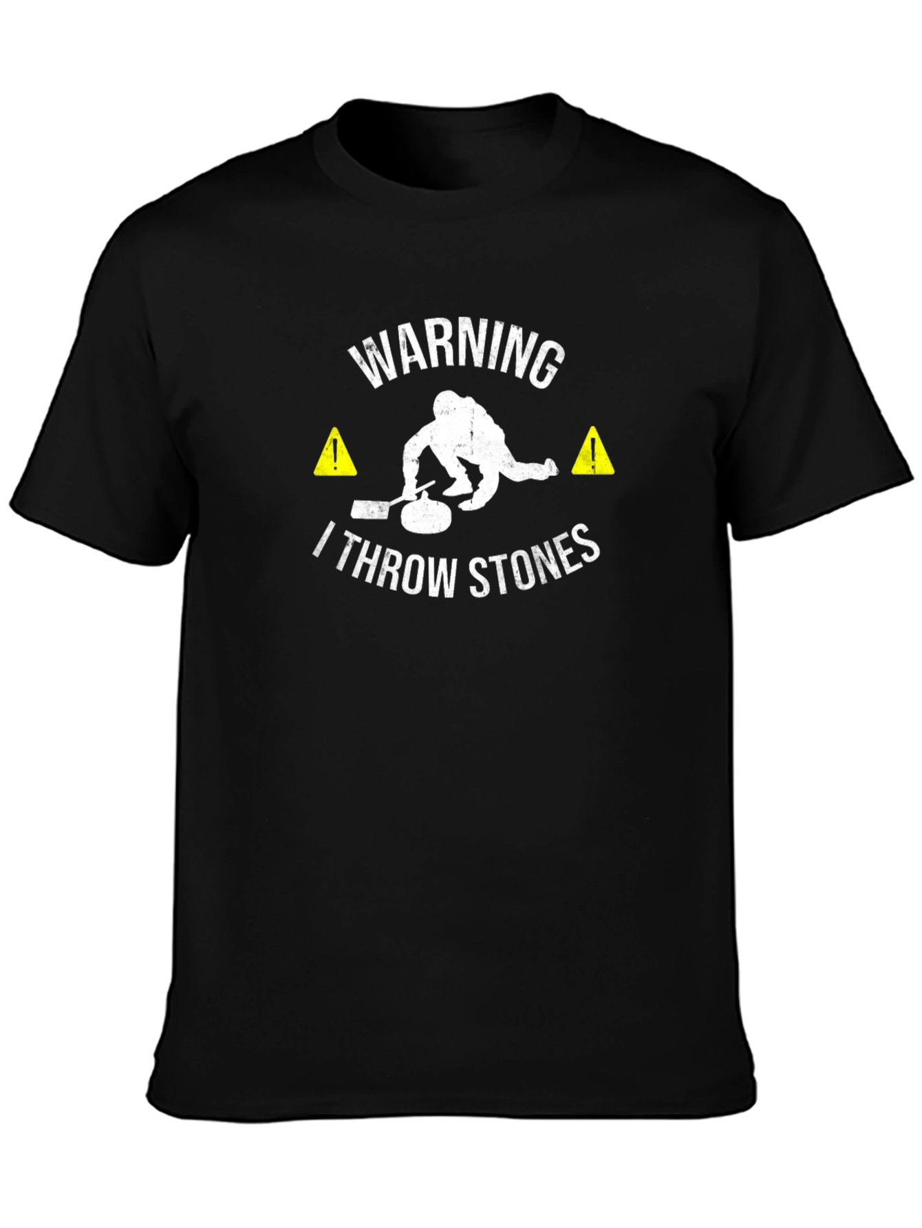 Warning: I Throw Stones - Curling T-Shirt