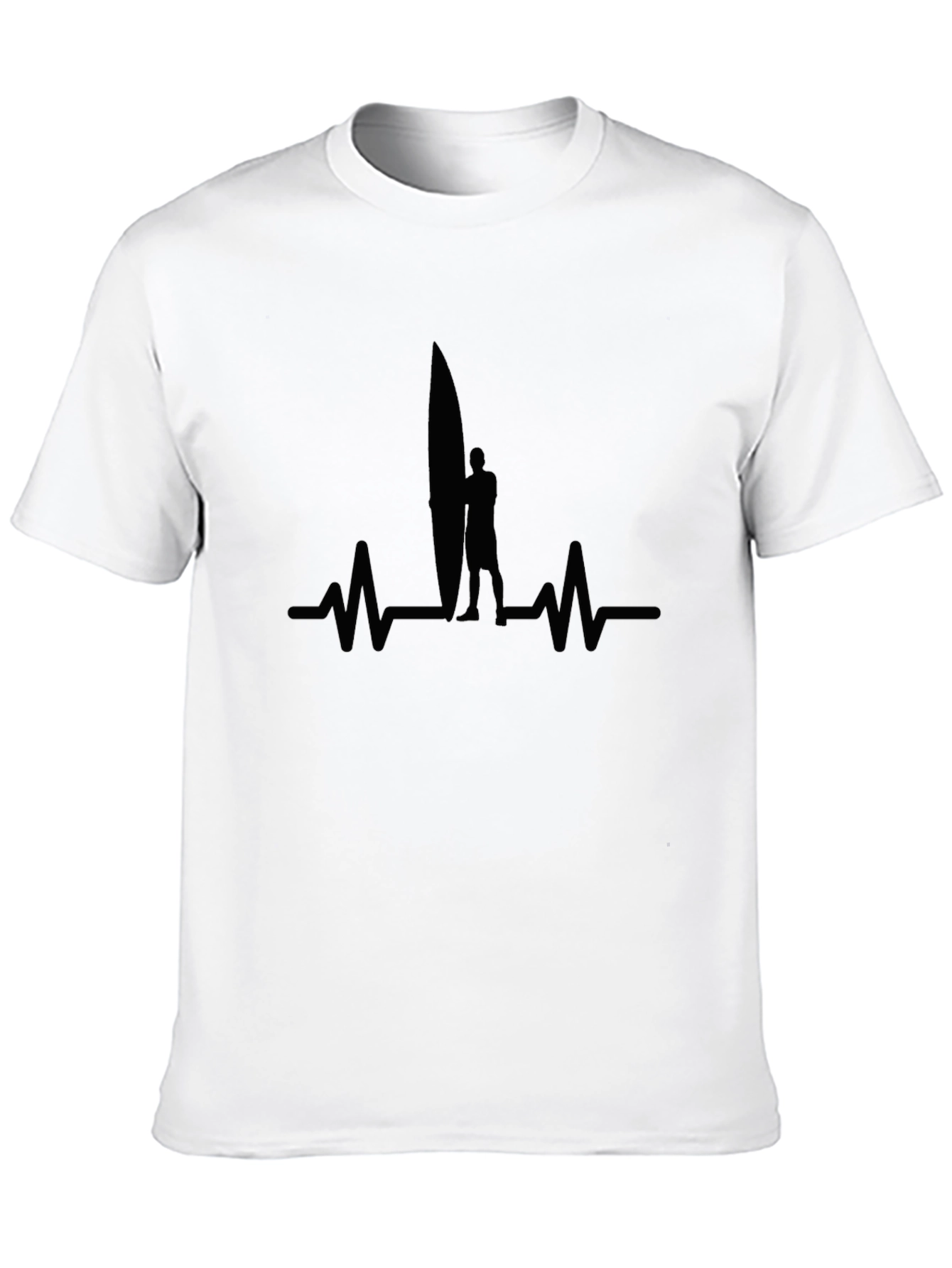 Surfer Heartbeat Black T-Shirt