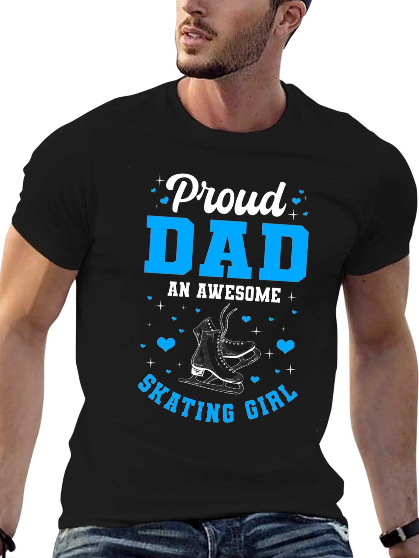 Proud Dad of Skating Girl Tee - Black