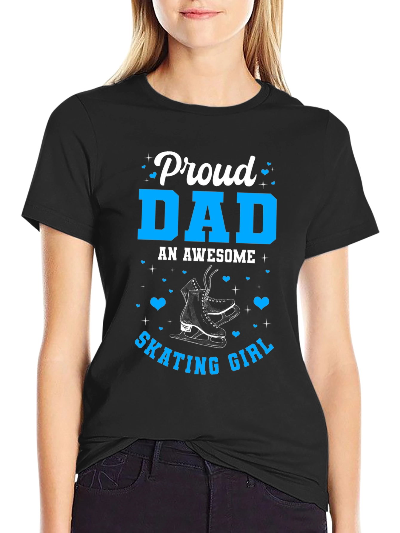 Proud Dad of Skating Girl Tee - Black