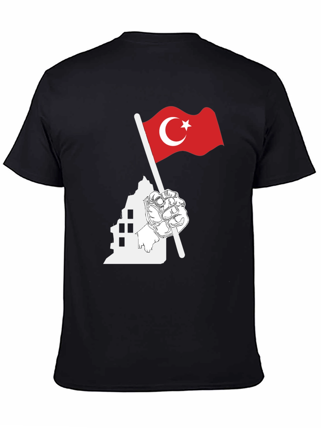 Turkey Flag Graphic Black T-Shirt