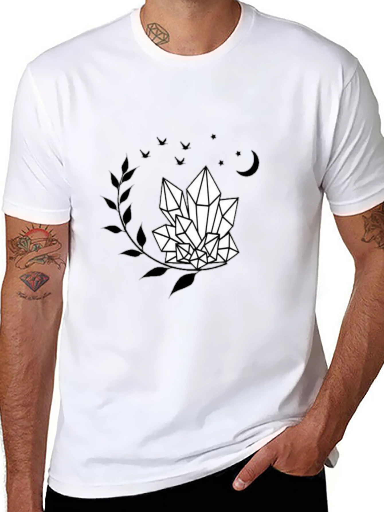 Crystal Graphic Tee - Black T-Shirt with Mystic Design