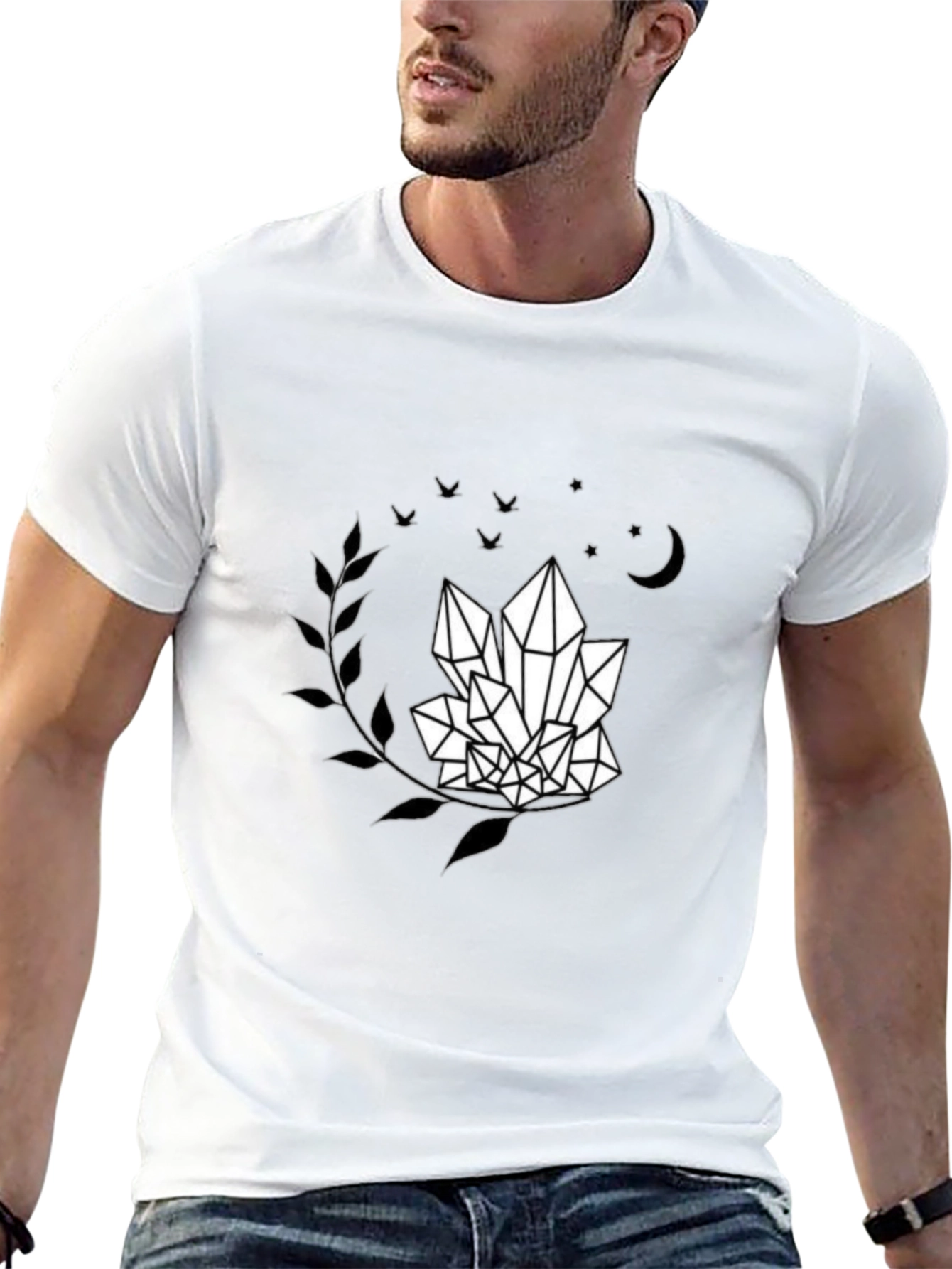 Crystal Graphic Tee - Black T-Shirt with Mystic Design