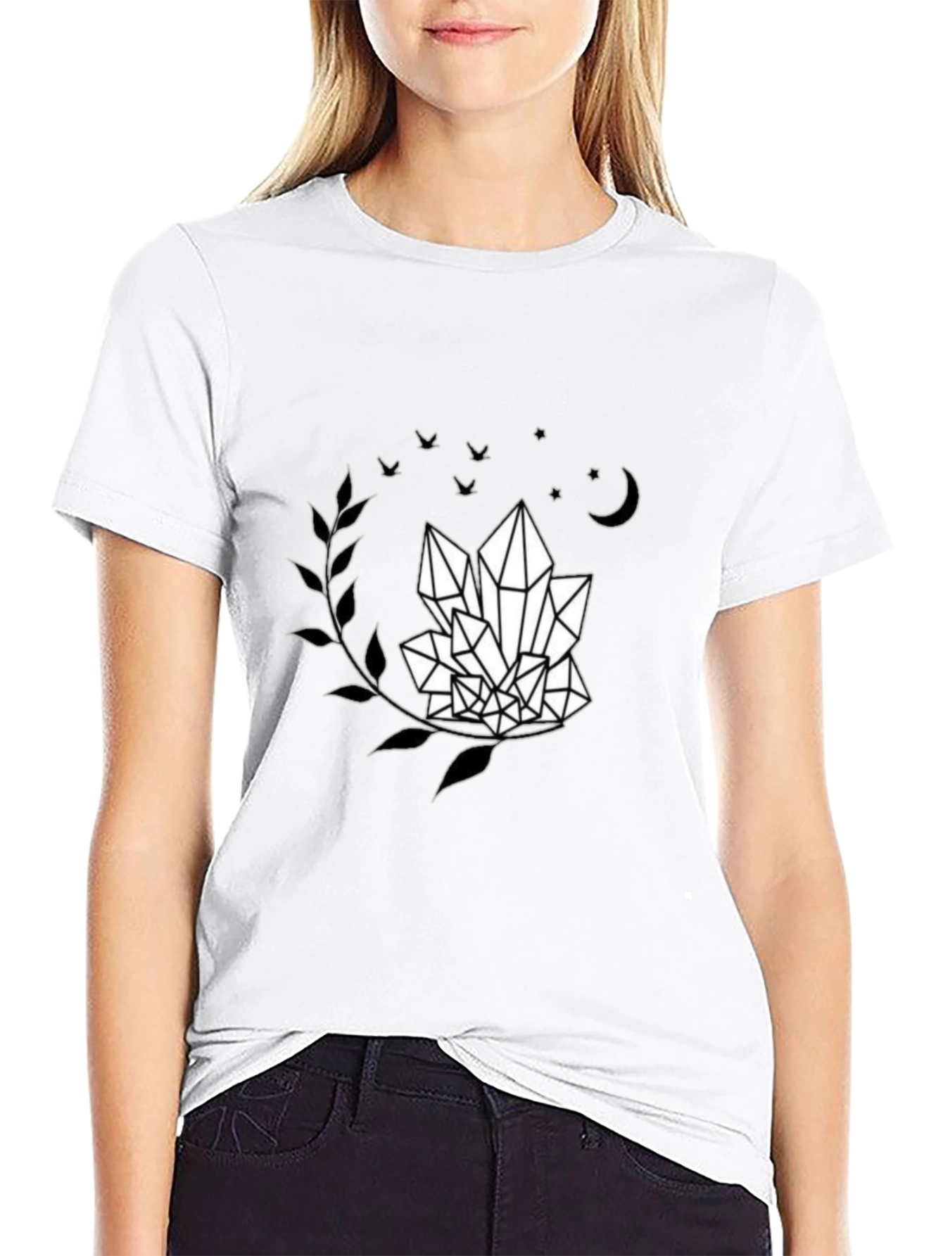 Crystal Graphic Tee - Black T-Shirt with Mystic Design