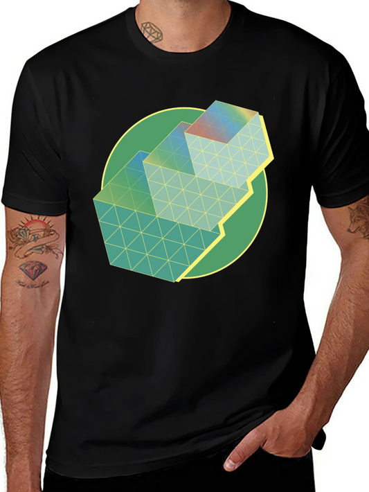 Geometric Green Graphic Tee - Modern Minimalist Design