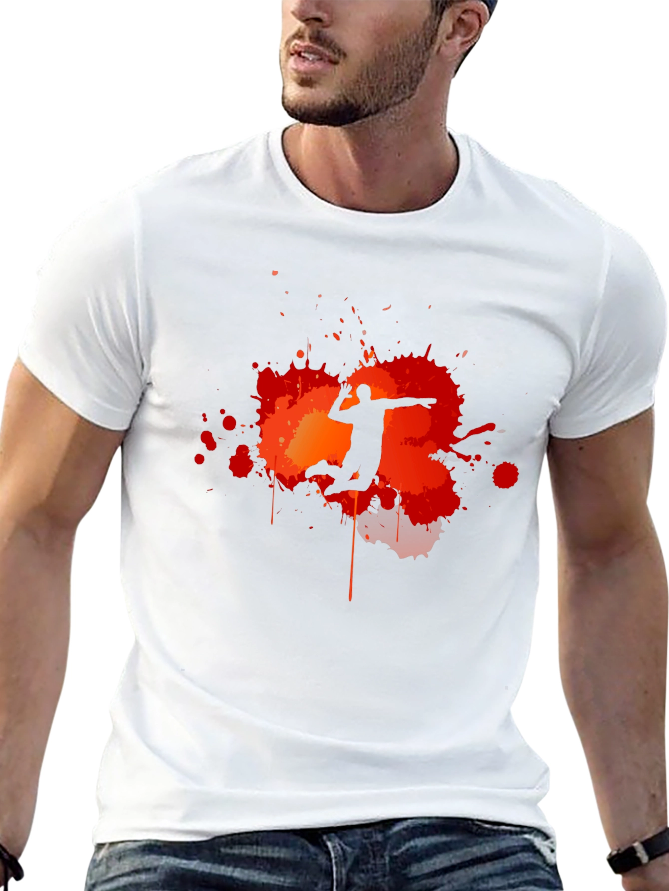 Volleyball Player Silhouette Graphic T-Shirt