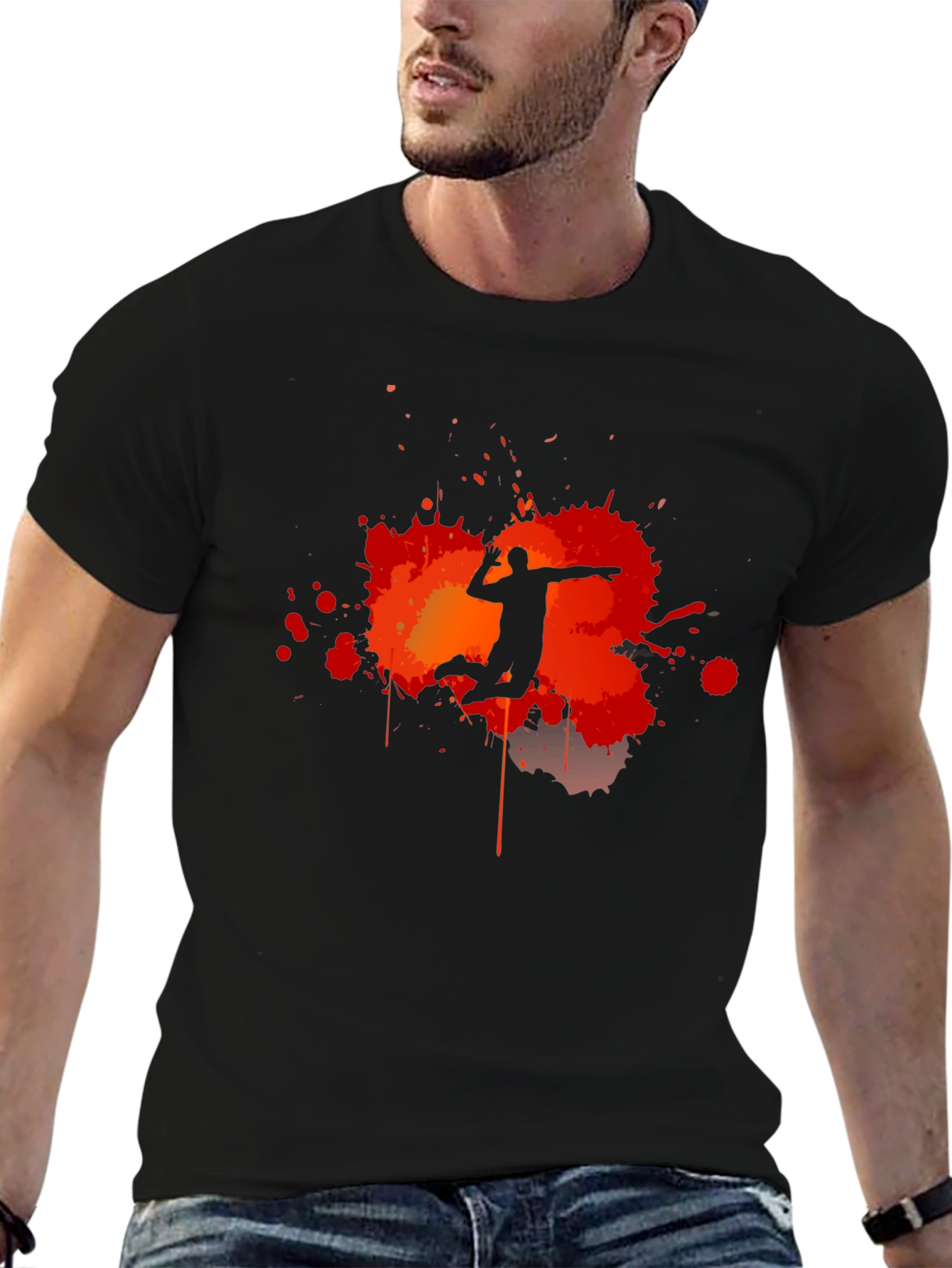 Volleyball Player Silhouette Graphic T-Shirt