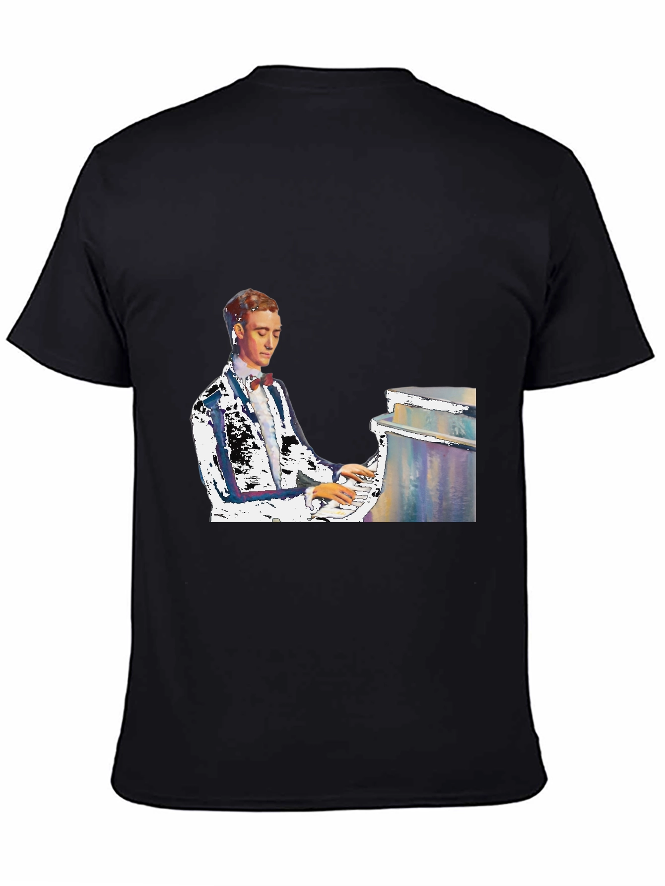 Piano Man Graphic Tee - Black Cotton T-Shirt