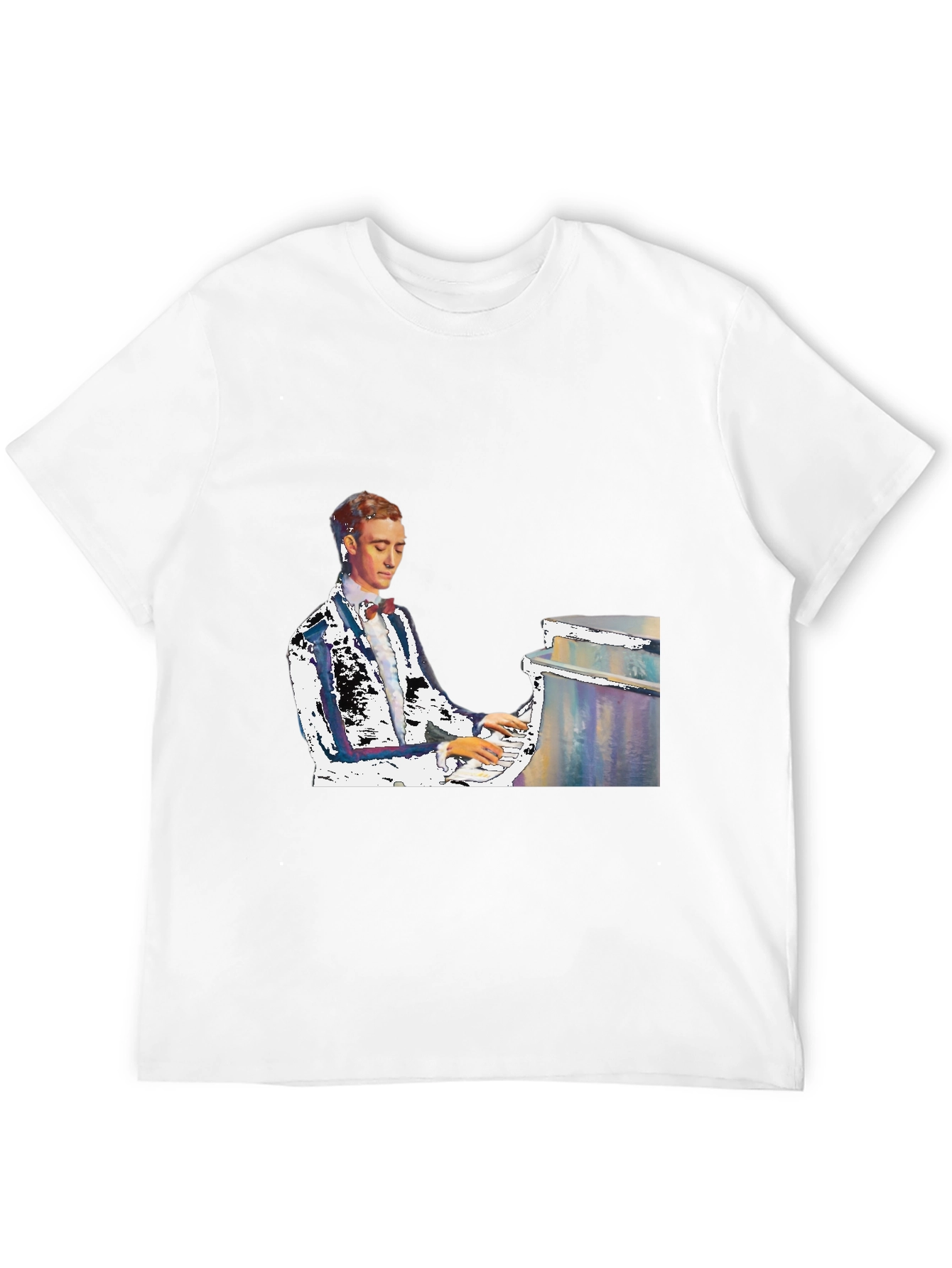 Piano Man Graphic Tee - Black Cotton T-Shirt