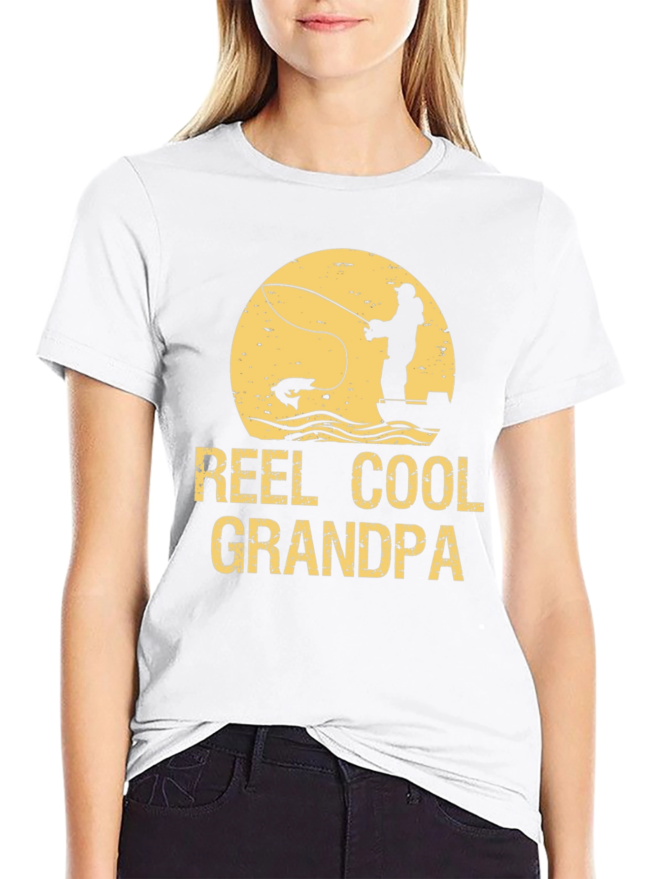 Reel Cool Grandpa Black Graphic T-Shirt