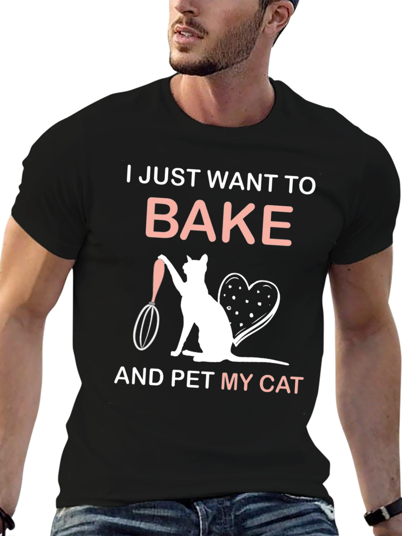 Bake and Pet My Cat T-Shirt - Black