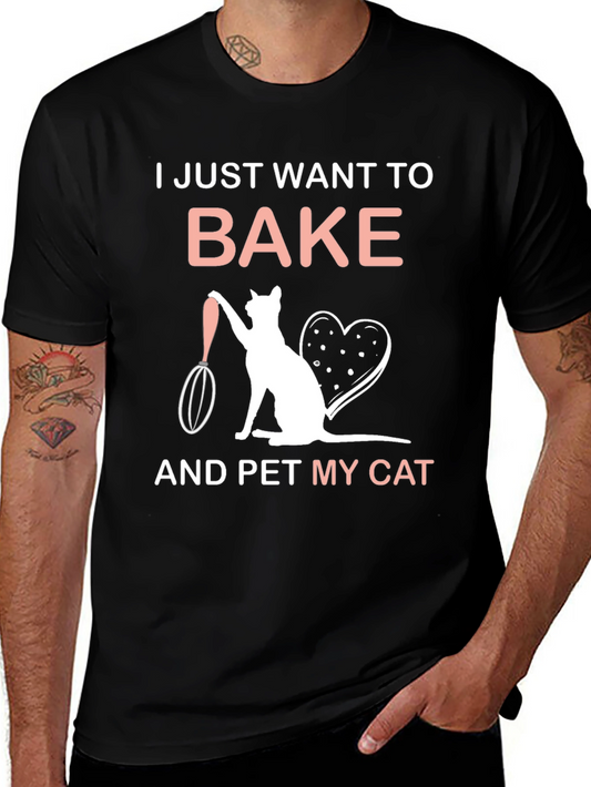 Bake and Pet My Cat T-Shirt - Black