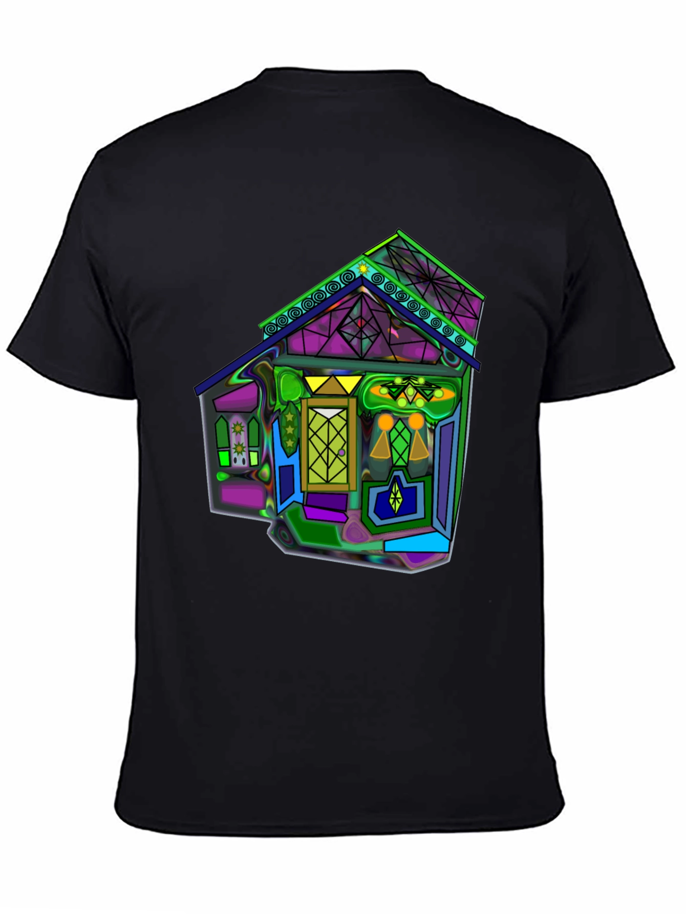Vivid Geometric House Graphic T-Shirt