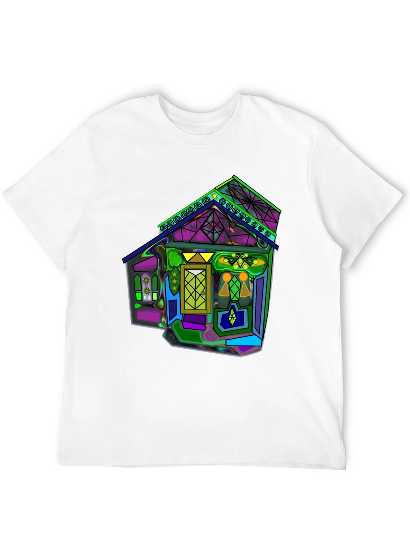 Vivid Geometric House Graphic T-Shirt