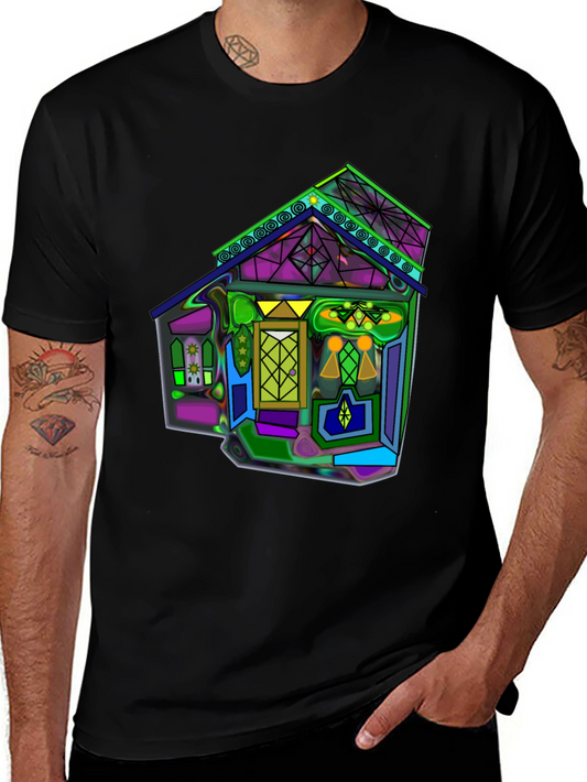 Vivid Geometric House Graphic T-Shirt