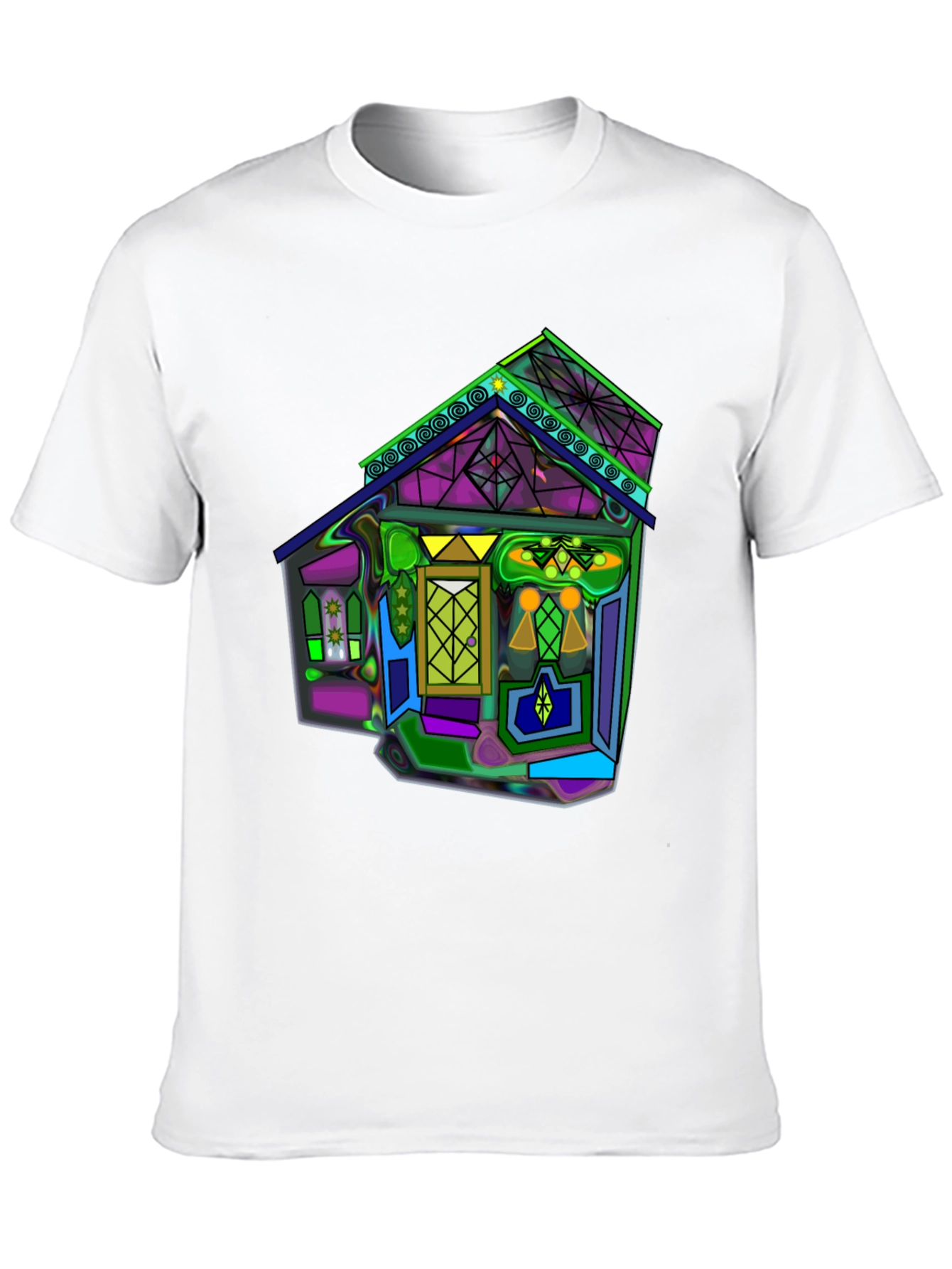 Vivid Geometric House Graphic T-Shirt