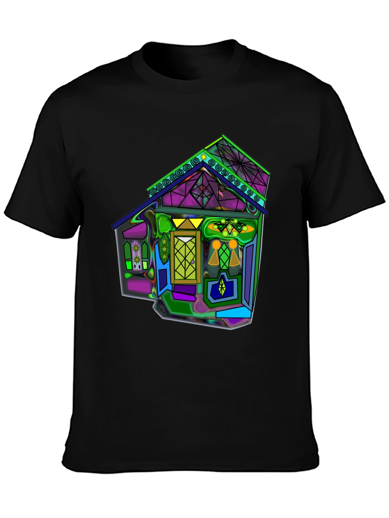 Vivid Geometric House Graphic T-Shirt