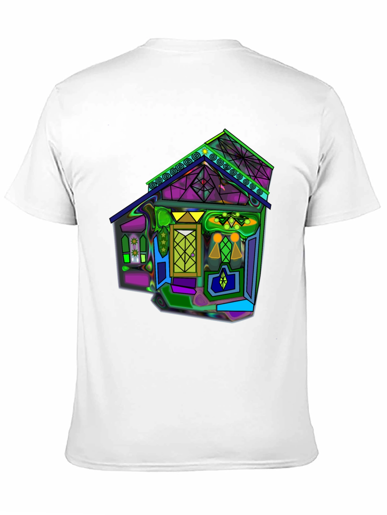 Vivid Geometric House Graphic T-Shirt
