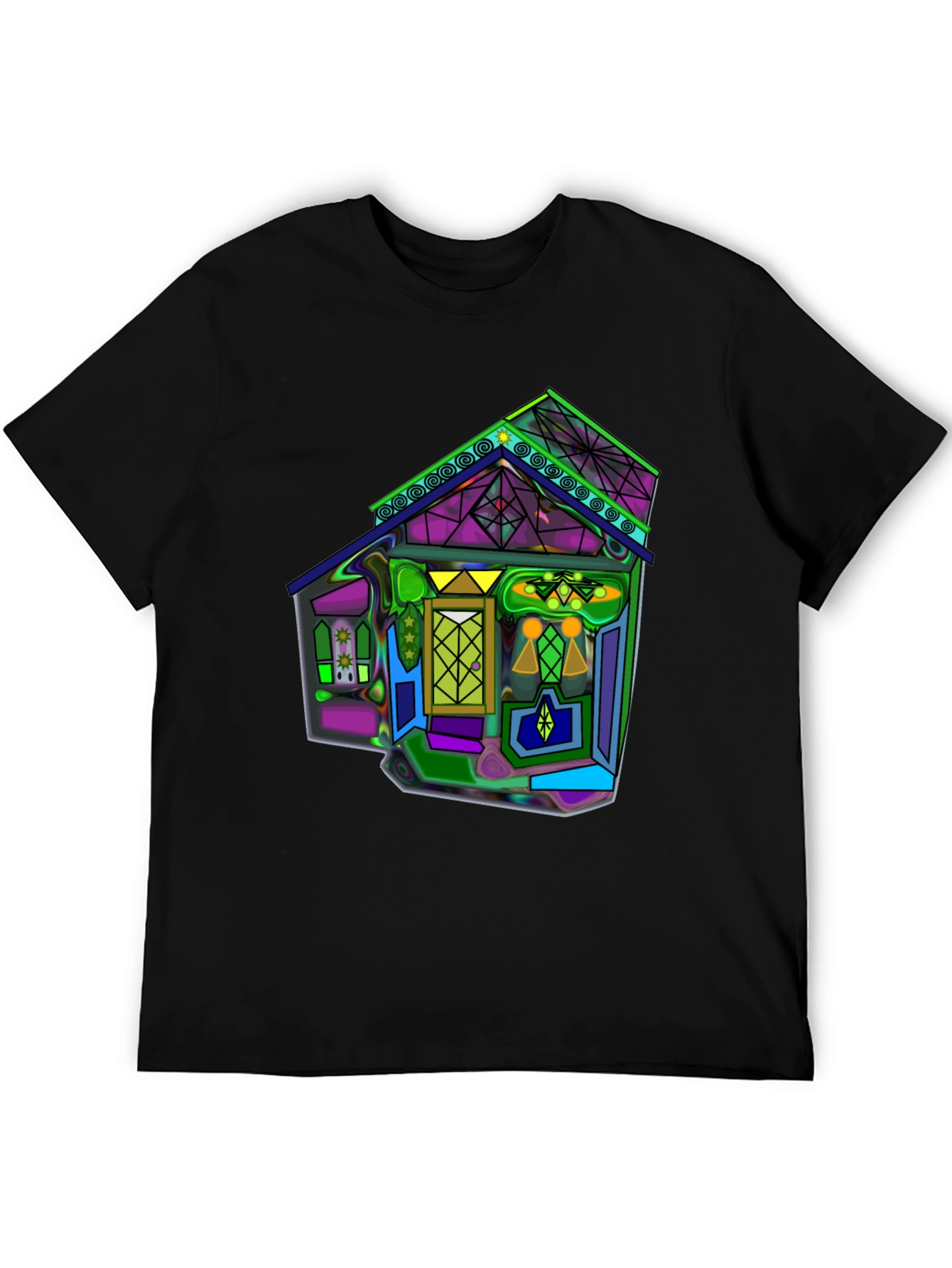 Vivid Geometric House Graphic T-Shirt