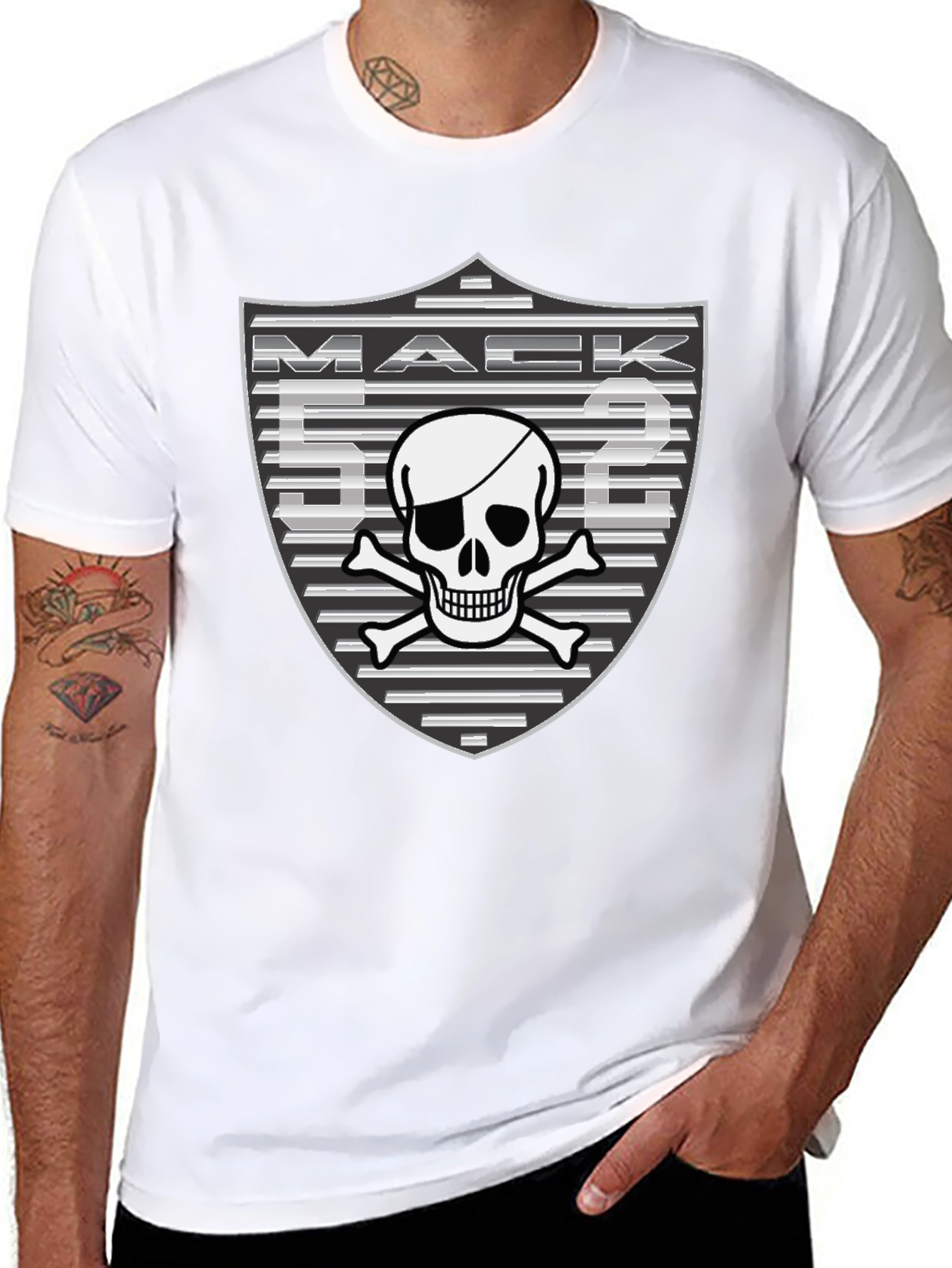 Mack 52 Pirate Skull Shield Graphic Tee
