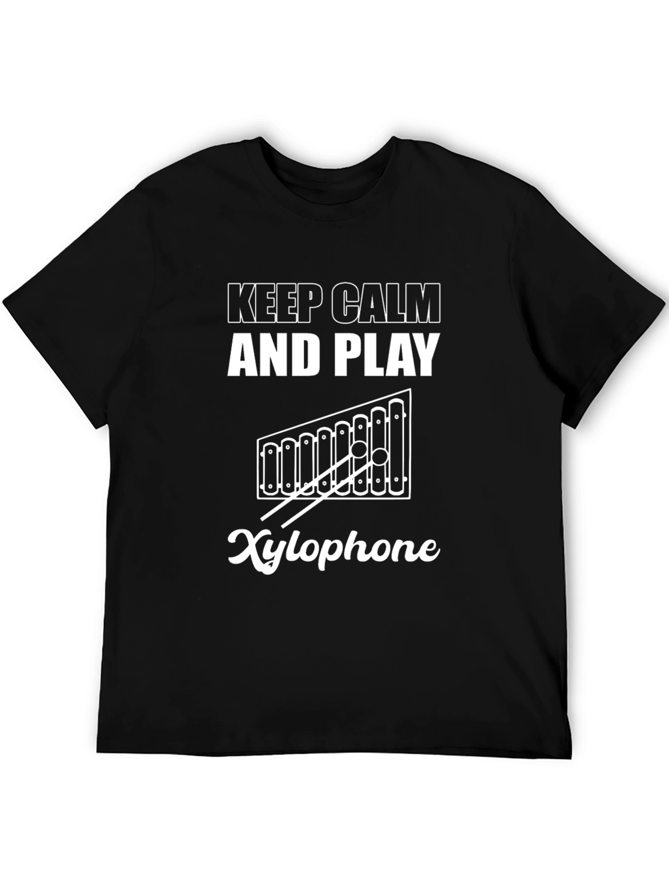 Keep Calm & Play Xylophone Black T-Shirt Music Lover