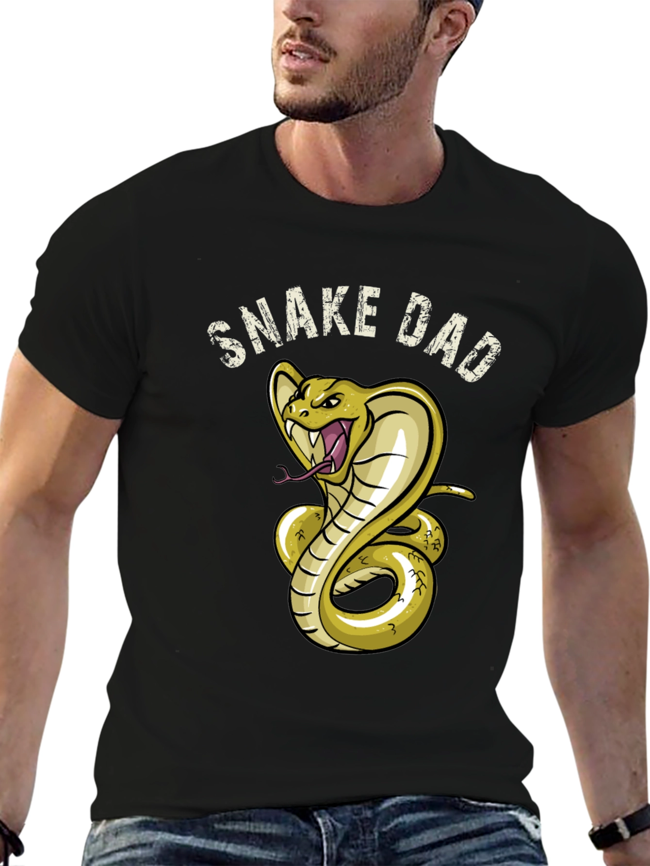 Snake Dad Graphic Tee - Black Cotton T-Shirt
