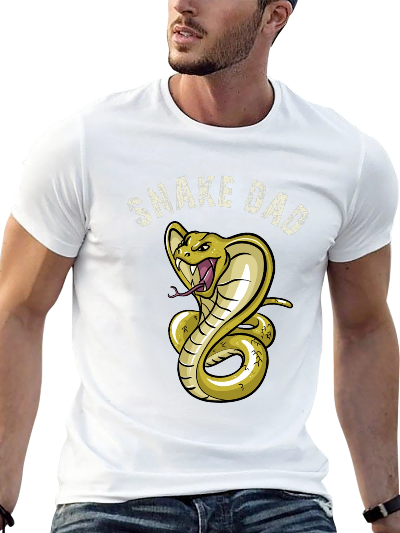 Snake Dad Graphic Tee - Black Cotton T-Shirt