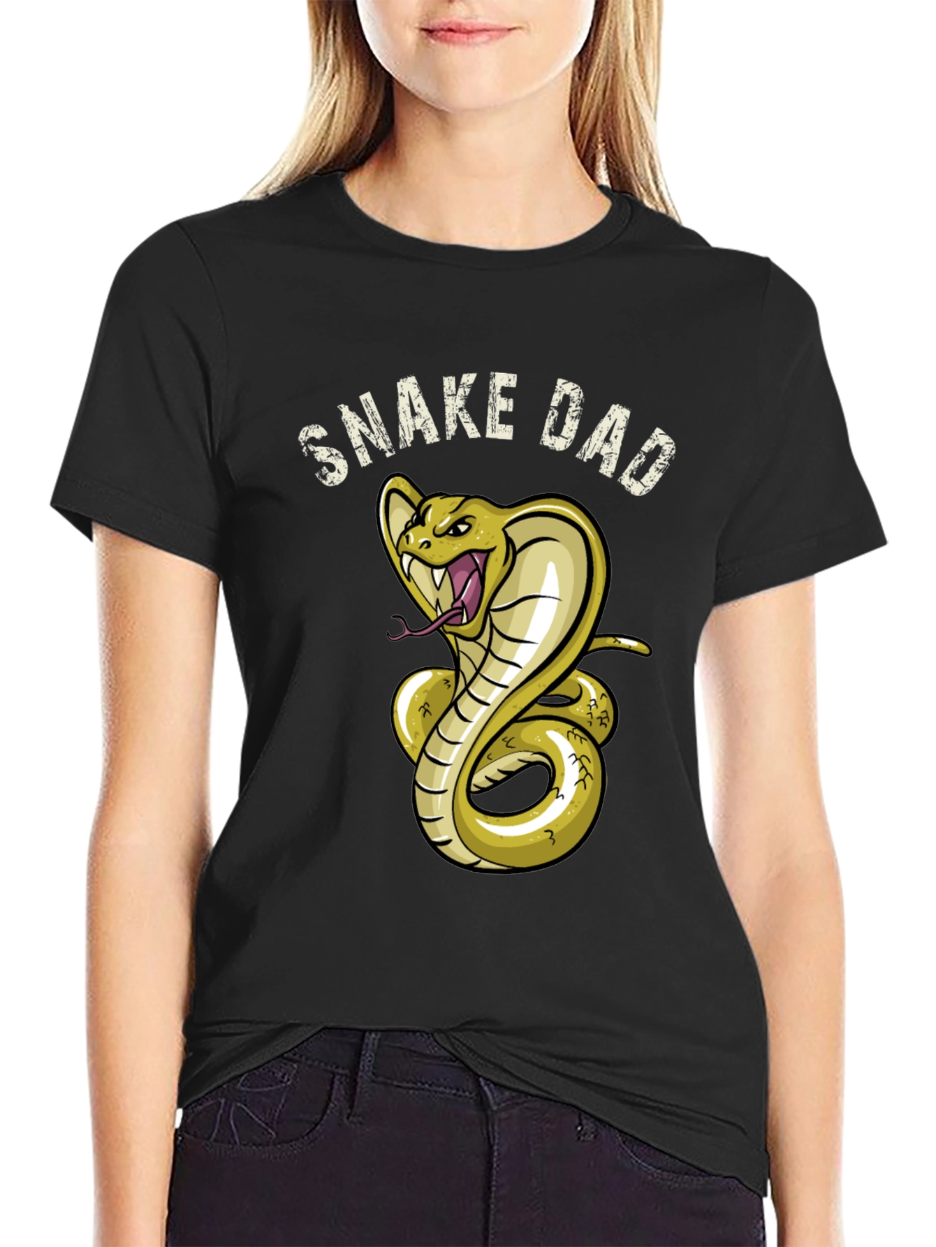 Snake Dad Graphic Tee - Black Cotton T-Shirt