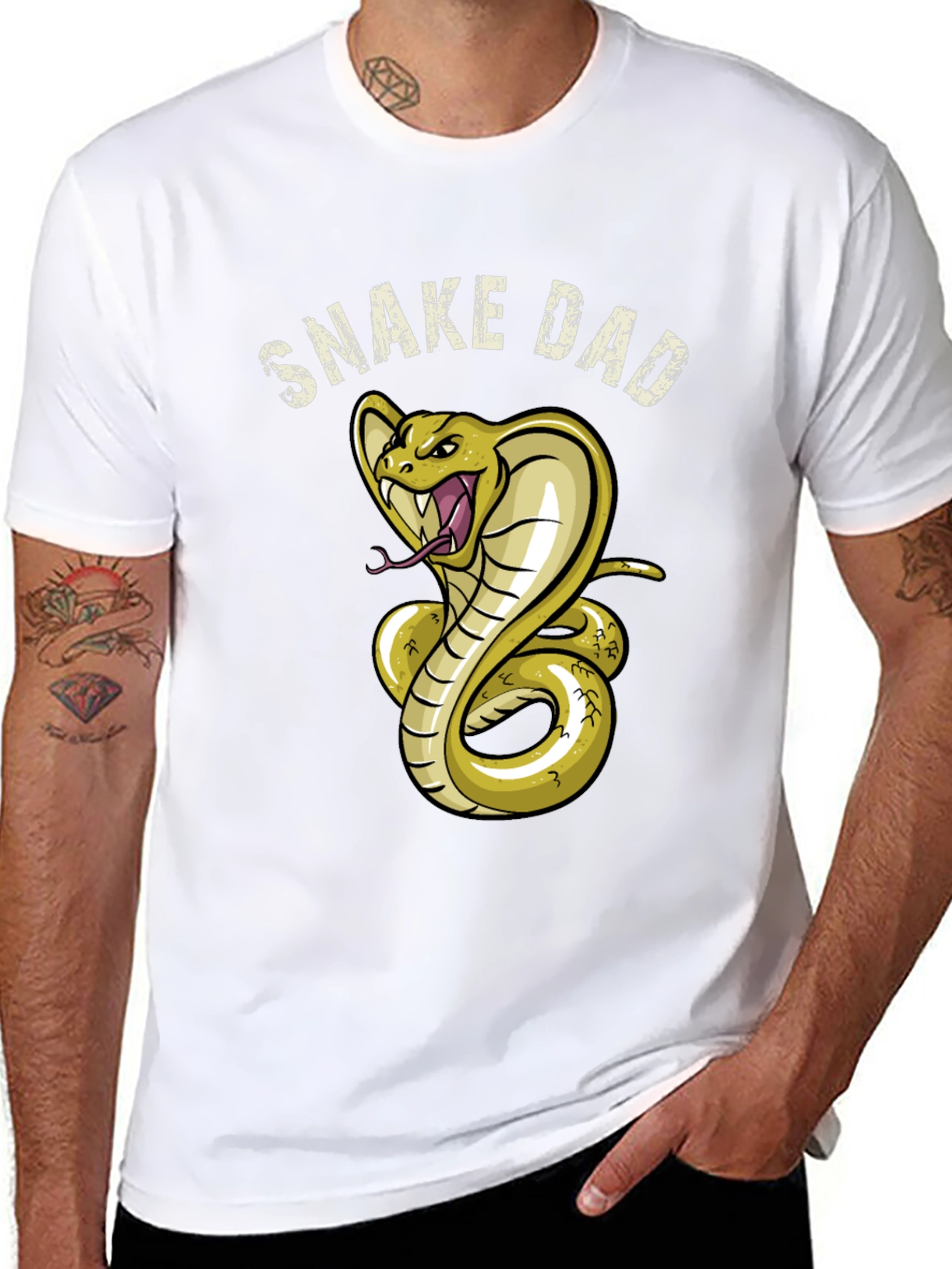 Snake Dad Graphic Tee - Black Cotton T-Shirt