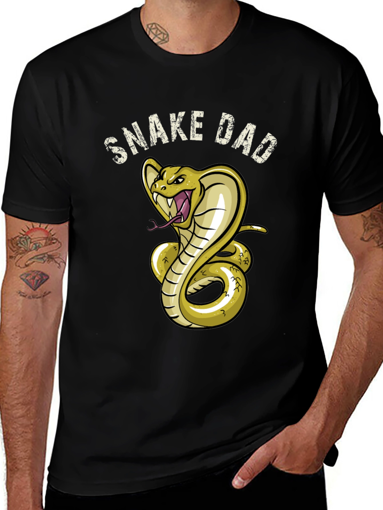 Snake Dad Graphic Tee - Black Cotton T-Shirt
