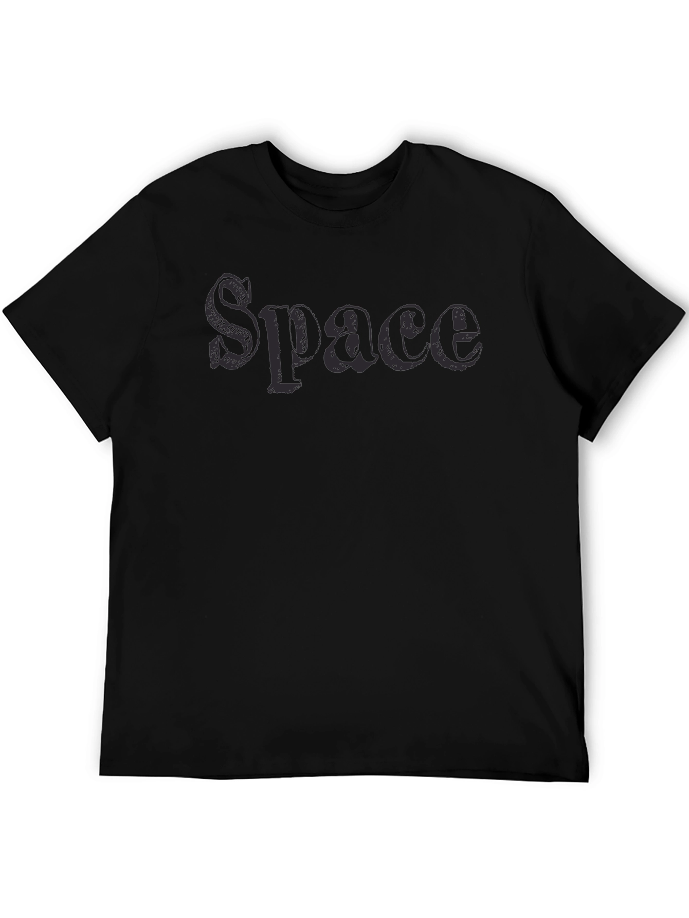 Space Graphic Print Black Cotton T-Shirt