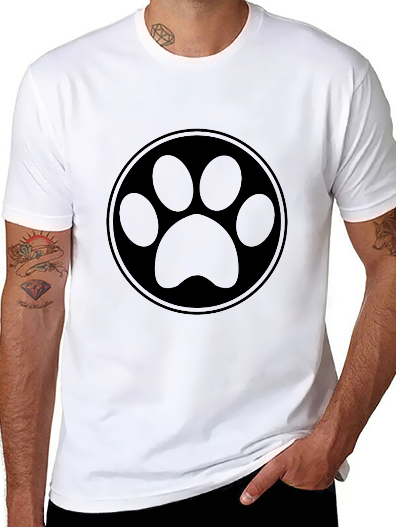 Black Paw Print T-Shirt - Casual Style