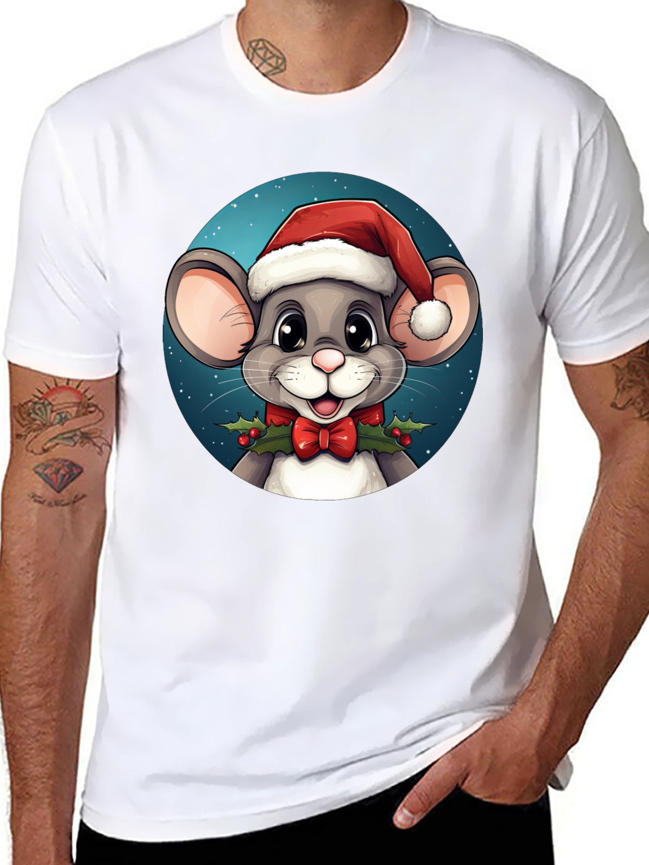 Festive Mouse Graphic Tee - Holiday Cheer!