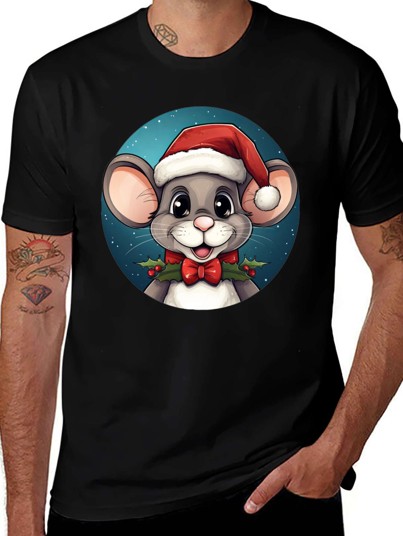 Festive Mouse Graphic Tee - Holiday Cheer!
