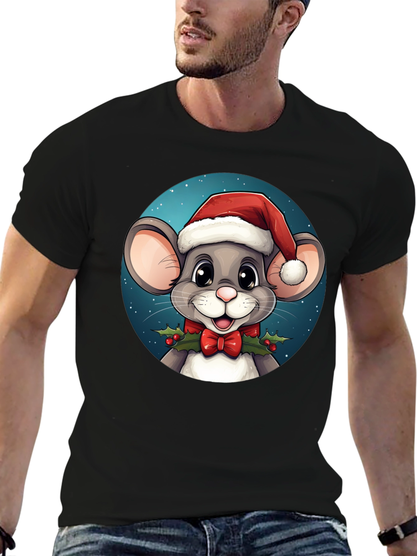 Festive Mouse Graphic Tee - Holiday Cheer!