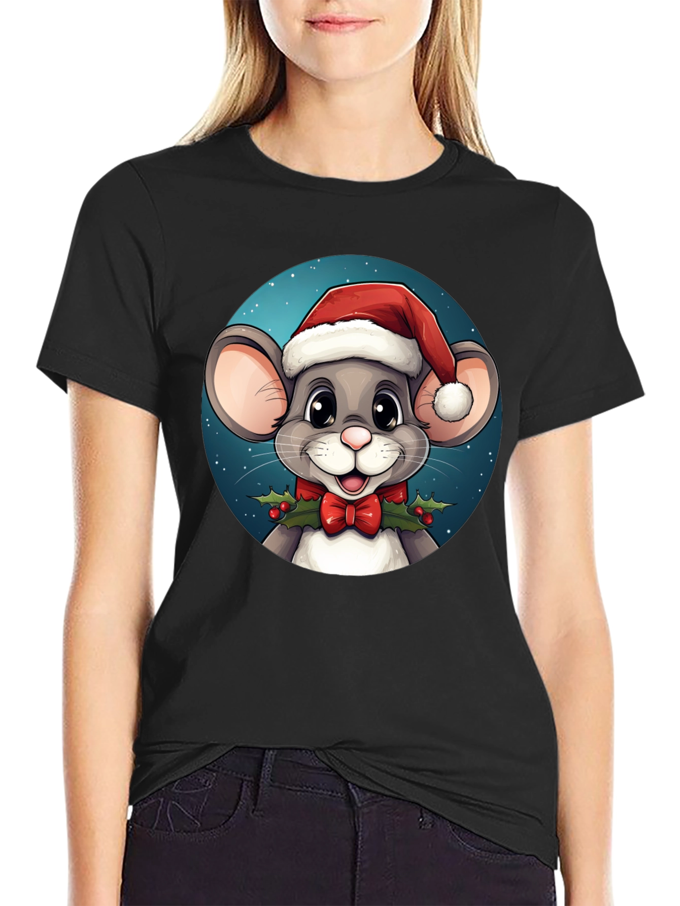 Festive Mouse Graphic Tee - Holiday Cheer!