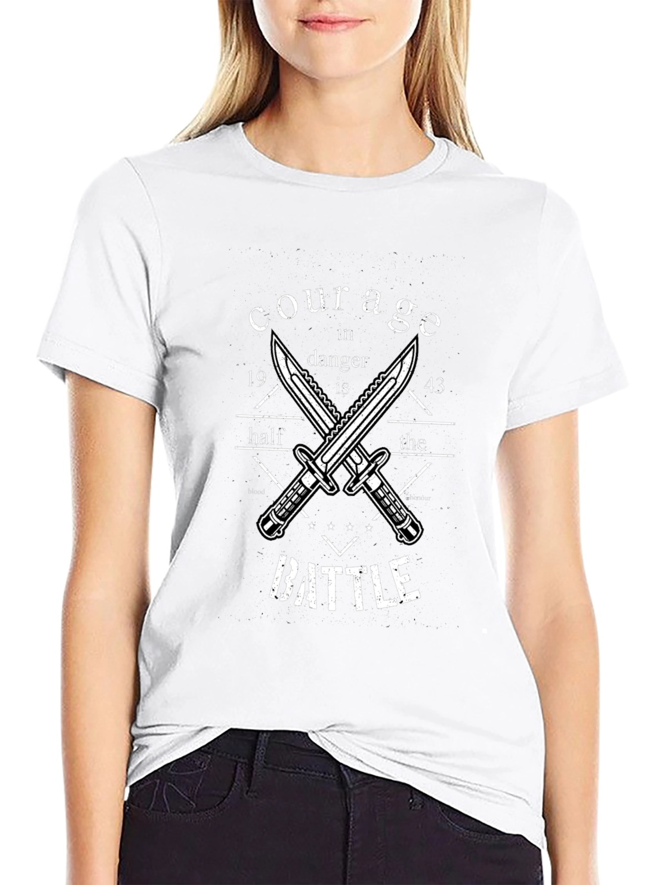 Courage in Danger T-Shirt with Knife Design