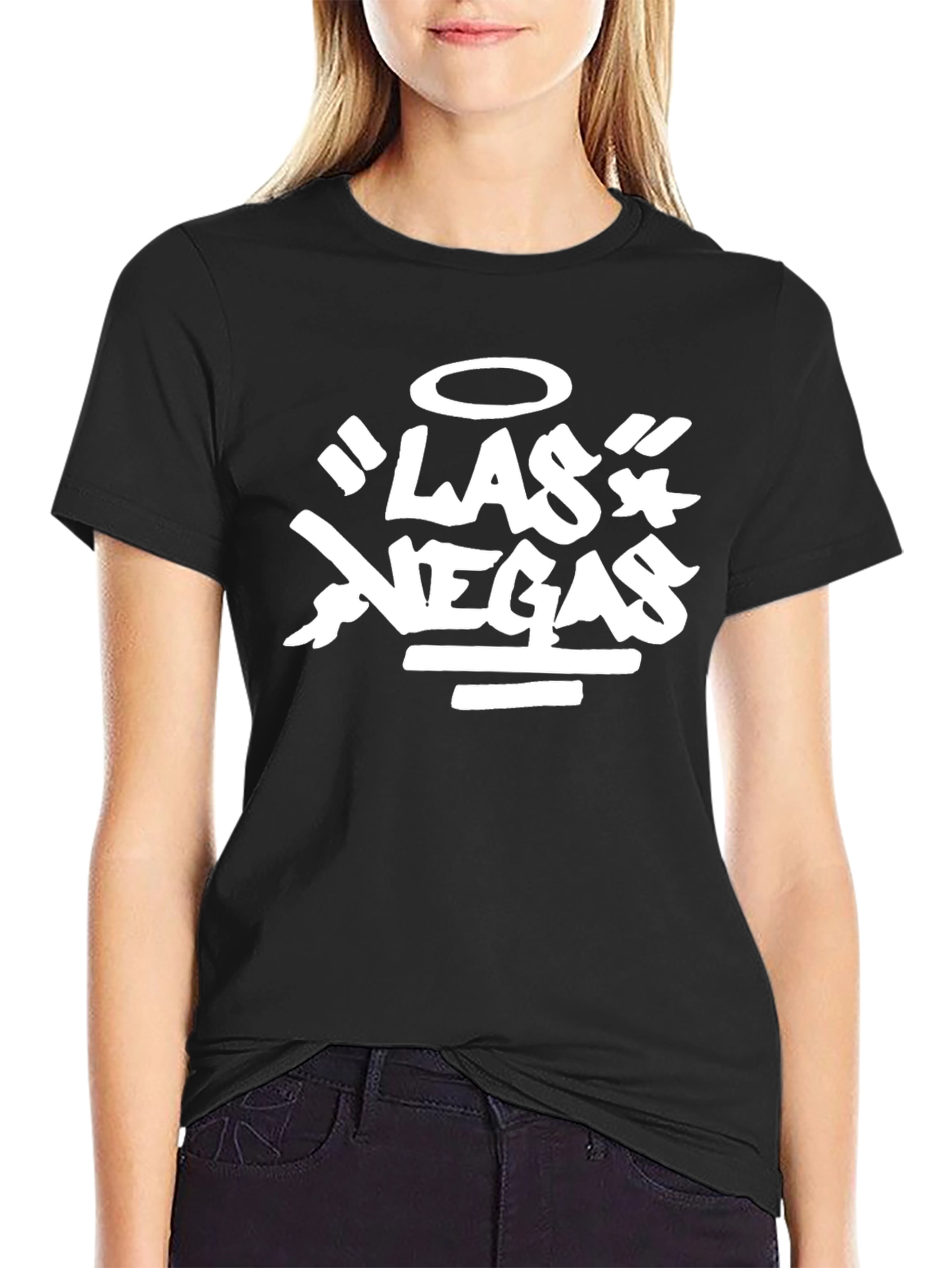 Las Vegas Graphic Print Black T-Shirt