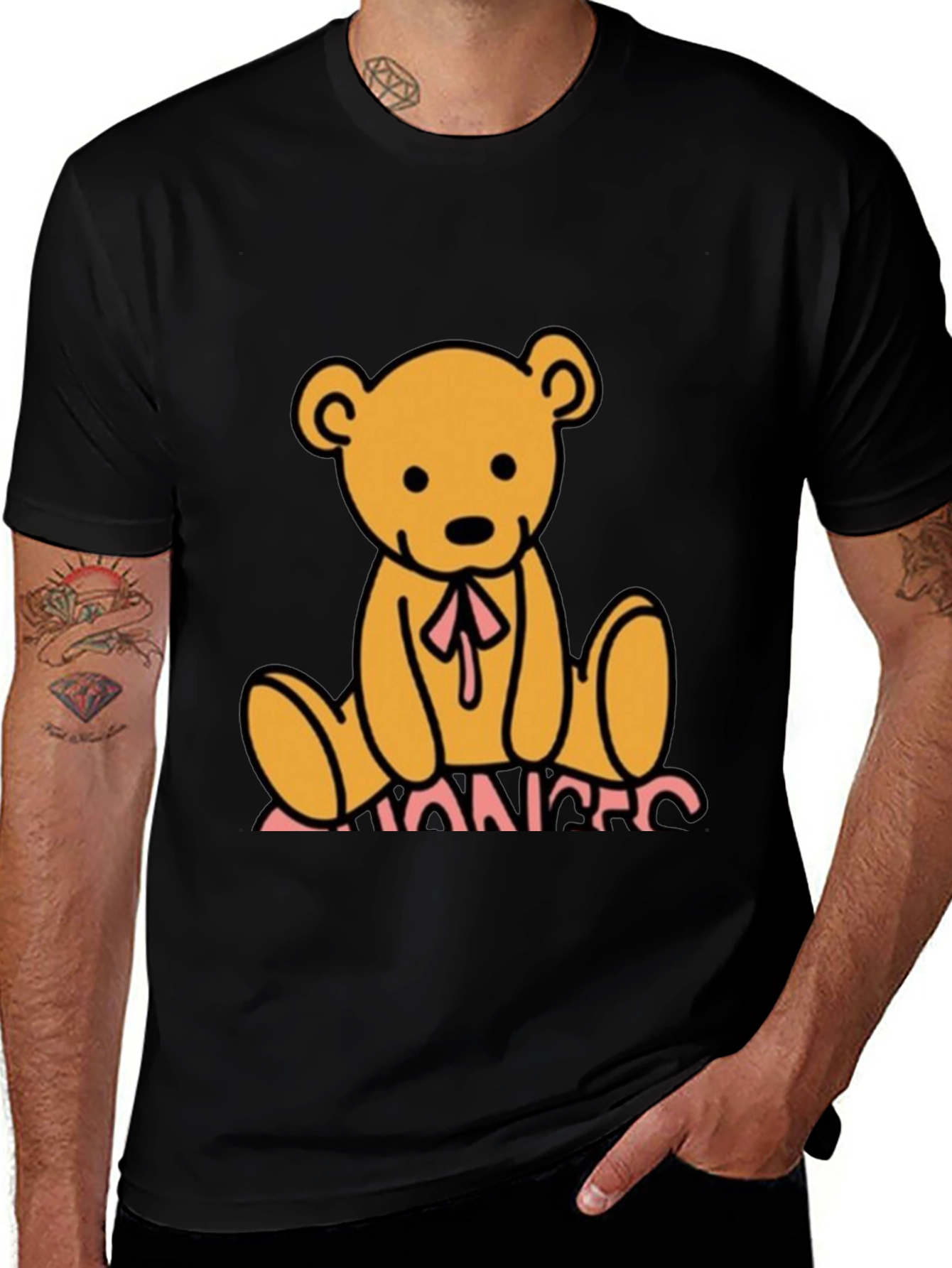 Teddy Bear Graphic Black T-Shirt